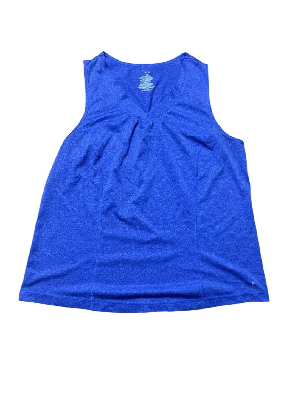 NOW Active Blue Pleated V-Neck Athletic Tank Top Heathered Gym Yoga Workout 16W